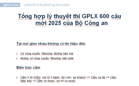 Tóm tắt nội dung quan trọng 600 câu thi lý thuyết lái xe