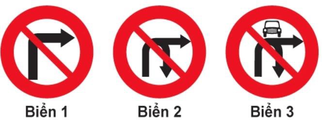 Biển nào cấm các phương tiện rẽ phải?