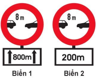 Biển nào báo hiệu chiều dài đoạn đường phải giữ cự ly tối thiểu giữa hai xe?