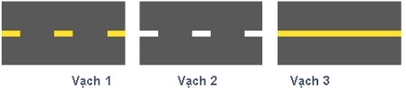 Vạch kẻ đường nào dưới đây là vạch phân chia hai chiều xe chạy (vạch tim đường)?